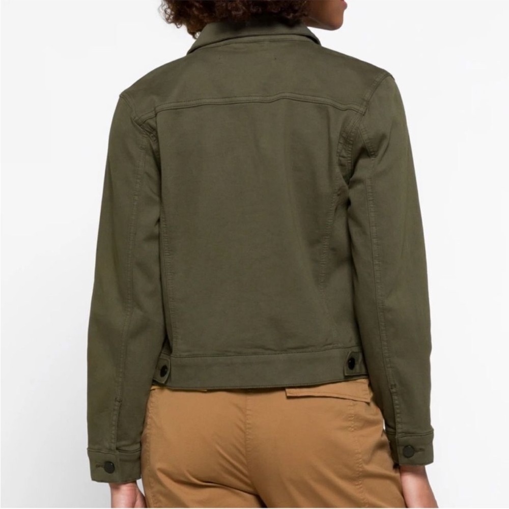 Women's Olive Green Denim-Style Jacket - Picture 2 of 4